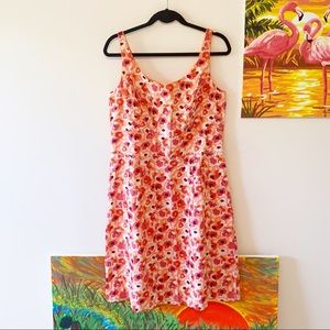 LOFT Cotton Coral Floral Dress